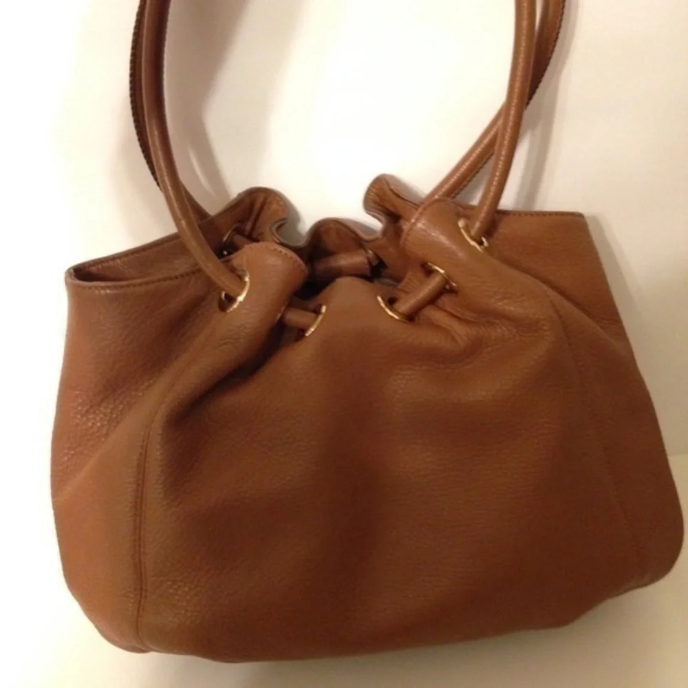 MICHAEL KORS drawstring leather brown purse bag
